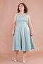 Mint Green Square Collar Thick Strap Plus Size Midi Length Dress - 2