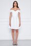 White Sweetheart Collar Off-Shoulder Flexible Scuba Fabric Mini Flared Dress - 6