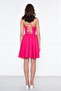 Fuchsia Back Rope Tied Woven Fabric Flared Pleated Mini Evening Dress - 2