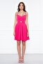 Fuchsia Back Rope Tied Woven Fabric Flared Pleated Mini Evening Dress - 6