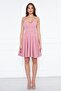 Dried Rose Back Rope Tied Woven Fabric Flared Pleated Mini Evening Dress - 7