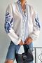Women's White Collar Tied Embroidery Design Blouse