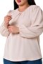 بلوزة بودرة ذات ياقة مطاطية وأكمام كبيرة الحجم - 5