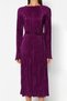 Purple Pleated Fabric Flare Sleeve Detail A-Line Midi Knit Dress TWOAW24EL00125 - 4