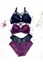 Women's Black-plum Padded Lace Underwire Bra Set of 2 - Dowry Package-gift-boxed