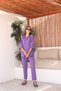 Purple Raw Linen Shirt Trousers Women's Suit - 2