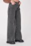 Moa Loose Fit Denim Trousers, Smoke Grey, Lycra Palazzo Wide Leg Jeans