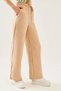 Women's Beige Elastic Waist Ayrobin Summer Palazzo Trousers - 3
