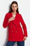Dark Red Oversized Lined Double-Breasted Woven Blazer Jacket TWOAW21CE0145 - 3