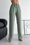 Women's Khaki New Season Double Pocket Drawstring Waist Modal Fabric Wide Leg Trousers