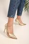 Women's Lyvia Gold Metallic Heeled Shoes Stiletto - 3