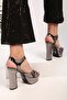 Women's Iean Platinum Mirrored Platform Heeled Shoes - 3