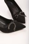 Women's Tote Black Matte Satin Heeled Shoes Stiletto - 4