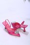 Women's Verum Fuchsia Satin Stone Heeled Shoes - 3