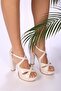 Women's Russel White Skin Platform Heeled Shoes
