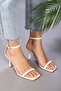 Women's Sesa White Skin Single Strap Heeled Shoes