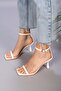 Women's Sesa White Skin Single Strap Heeled Shoes - 3