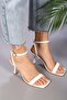 Women's Venna White Skin Single Strap Heeled Shoes - 4
