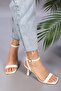 Women's Venna White Skin Single Strap Heeled Shoes - 5