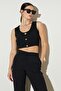 Women's Black U-Neck Buttoned Strap Knitwear Blouse - 2