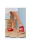 Marine Shoes Genuine Leather Red Orthopedic Sole Slippers 050-P32