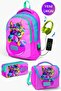 Kids Pink Blue Glitter Cat Patterned 3-Piece School Bag Set with USB GOSET0124301