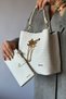Monogram Printed 3 Compartment Chain Women's Shoulder Bag with Special Accessories 2065 - 2