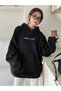 Colored Clouds Sweatshirt - Black Printed Oversize Ribbon Hoodie - 2