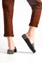 Capone Single Wide Band Stone Detailed Wedge Heel Metallic Platinum Women's Slippers - 2