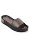 Capone Single Wide Band Stone Detailed Wedge Heel Metallic Platinum Women's Slippers - 6