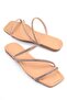Capone Stoned 3-Striped Flat Heel Quilted Nude Women's Slippers - 7