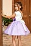 Girl's Lilac Dress with Flower Waist and Buckle and Fluffy Tulle Skirt - 2