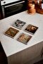 Greek God and Mythology Themed Natural Stone Travertine Coasters Set of 4