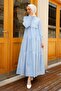 Single Layer Detailed Casual Hijab Dress - Baby Blue - 6