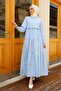 Single Layer Detailed Casual Hijab Dress - Baby Blue - 7