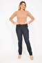 Women's Navy Blue Large Size 5 Pocket Lycra Jeans 65n36681