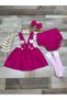 Baby girl tooth wheat pink skirt salopet bloomer socks buckle set