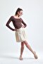 women's square collar brown long sleeve blouse - 5
