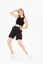 Women's Black Cargo Pocket High Waist Stretchy Bermuda Shorts - 2