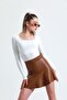 women square neck ecru long sleeve blouse