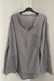 Women's Gray Pocket Sleeves and Back Mesh Detailed Foldable Sleeves Cotton Linen Blouse