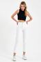 Women's High Waist White Boyfriend Jeans Stretch Fabric Stretchy Denim Trousers - 3