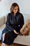 Adult Kimono Bathrobe, 100% Cotton 4 Layers Multi Muslin Black - 4