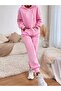 Women's Unprinted Pink Color Hooded 3 Thread Tracksuit Set - 3