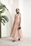 women's pom-pom chiffon islamic dress with belt SMS022
