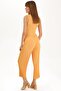 Women's Orange Summer Knitwear Double-Breasted Jumpsuit - 3