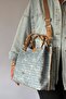 Large Size Knitted Detailed 4 Compartment Women's Shoulder Bag 4031-Gd Light Denim - 5