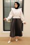 - Pleated Black Modest Skirt 4892s - 4