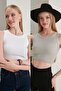 2-Piece Fitted Wide Piping Halter Neck Ribbed Flexible Knitted Crop Blouse Set