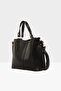 Black Women's Three-Compartment Bag with Snap Detail M000002918 - 2